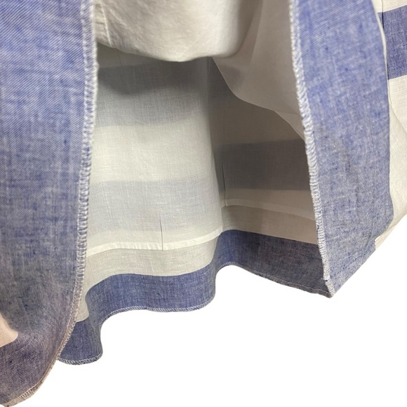 LOFT Linen/cotton Blue Striped fit flare A-line sun-Dress Size 4 - Picture 9 of 10